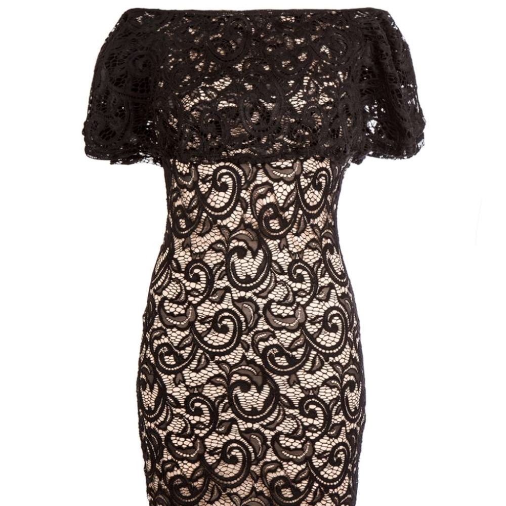 NWT Black Lace off the shoulder dress